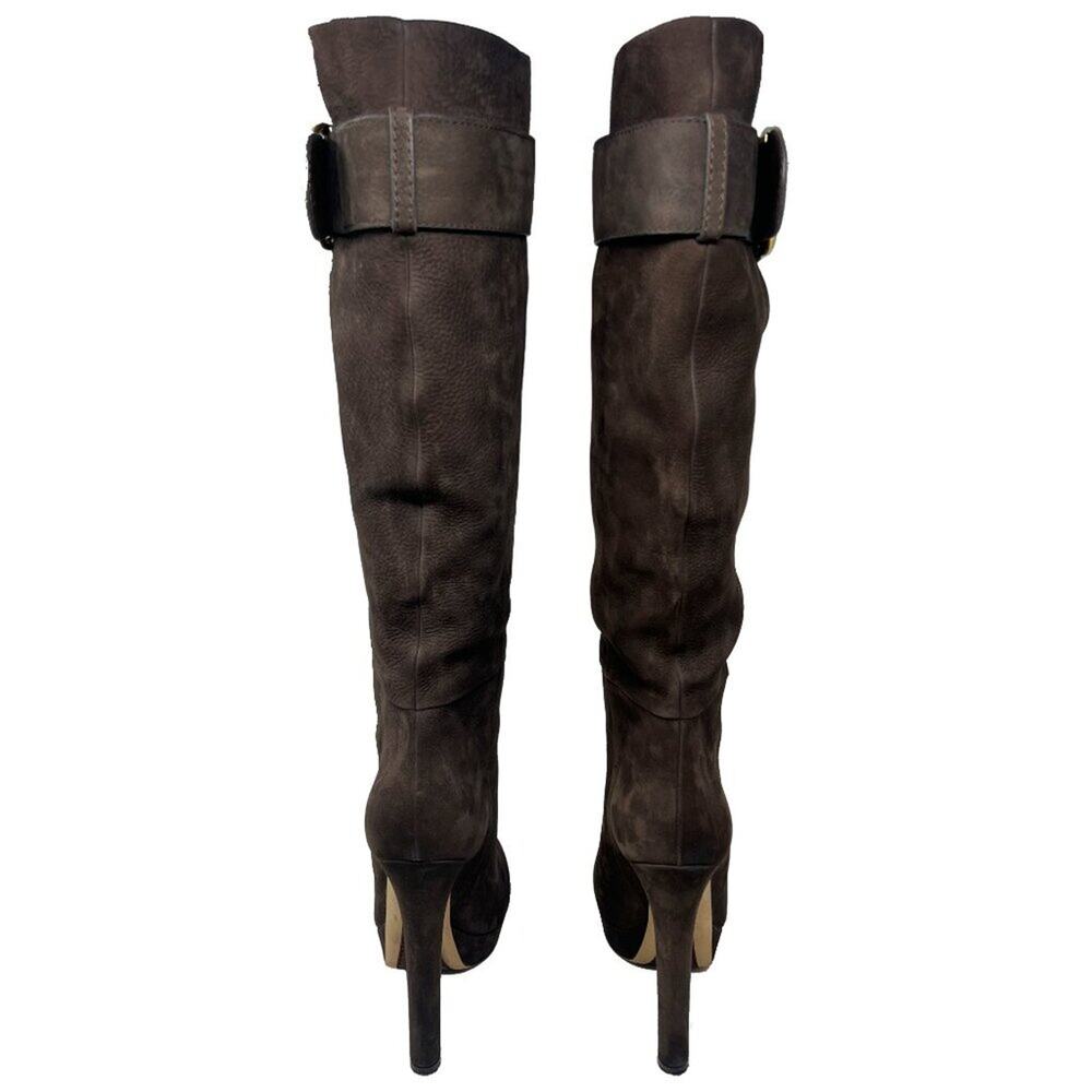 Gucci Brown Suede Tall Boots with Gold Horsebit‎ Hardware Buckle- 39.5 - Picture 4 of 9